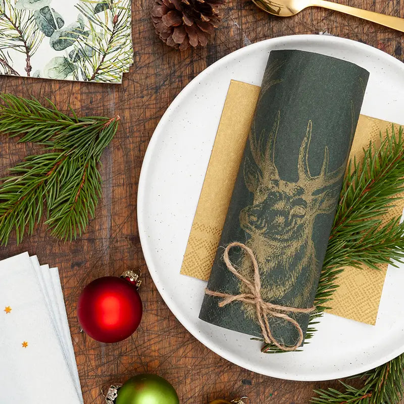 Serviettes en papier - Cerf doré